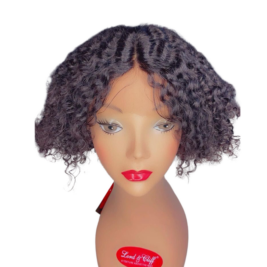 Women's Wig, Natural Black Real Hair, Short Curly Hair, Water Wave Bob Wigs Human Hair (Size : 8 inch)